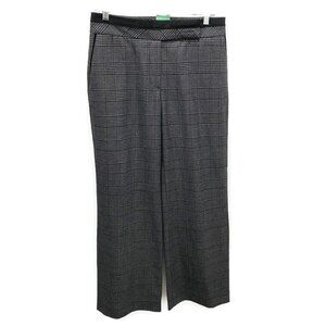 Peter Som Black & Gray Wool Plaid Wide Leg Pants
